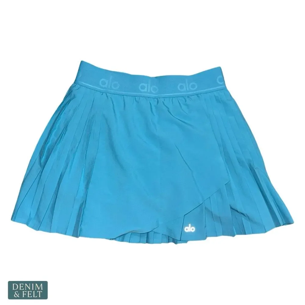 Alo Yoga Aces Tennis Skirt Shorts‎ Blue Splash Wrap Athletic Skort Size Small